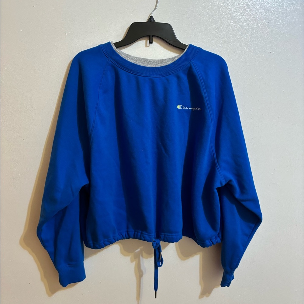 Cropped Crewneck Sweatshirt with Drawstring